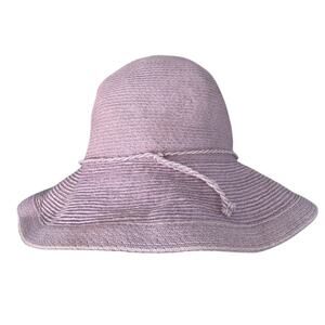 SCALA Collection Paper Straw Sun Hat Lavender Pink Wide Brim Packable Beach OS